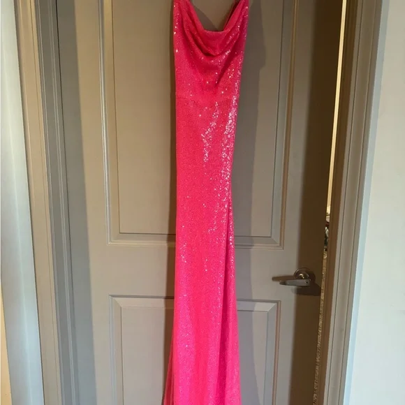 Aqua Pink Sequin Cowl Slip Maxi Dress - Picture 2 of 4
